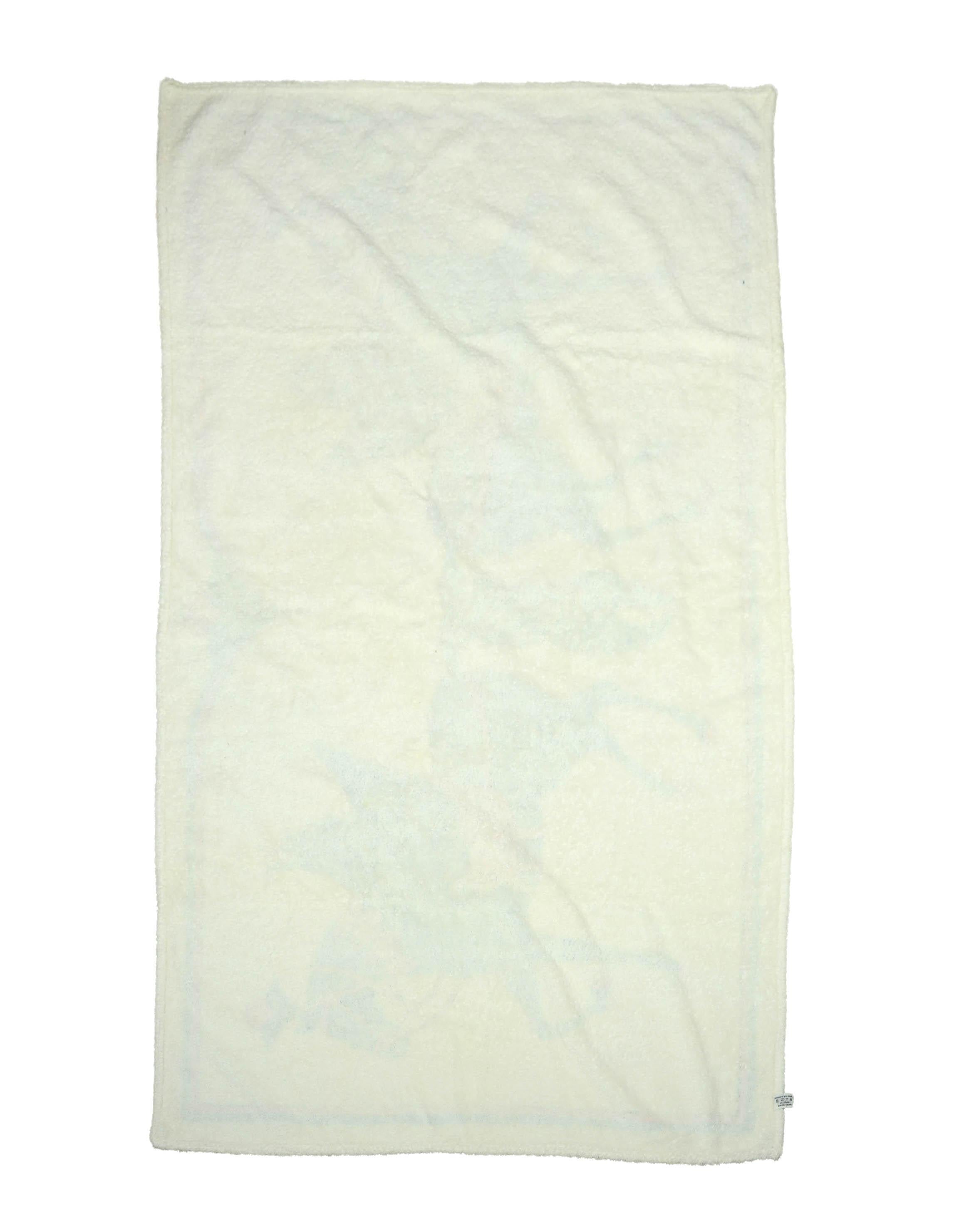 Beige Hermes Vintage White/Blue Terry Cloth Pegasus Towel 57