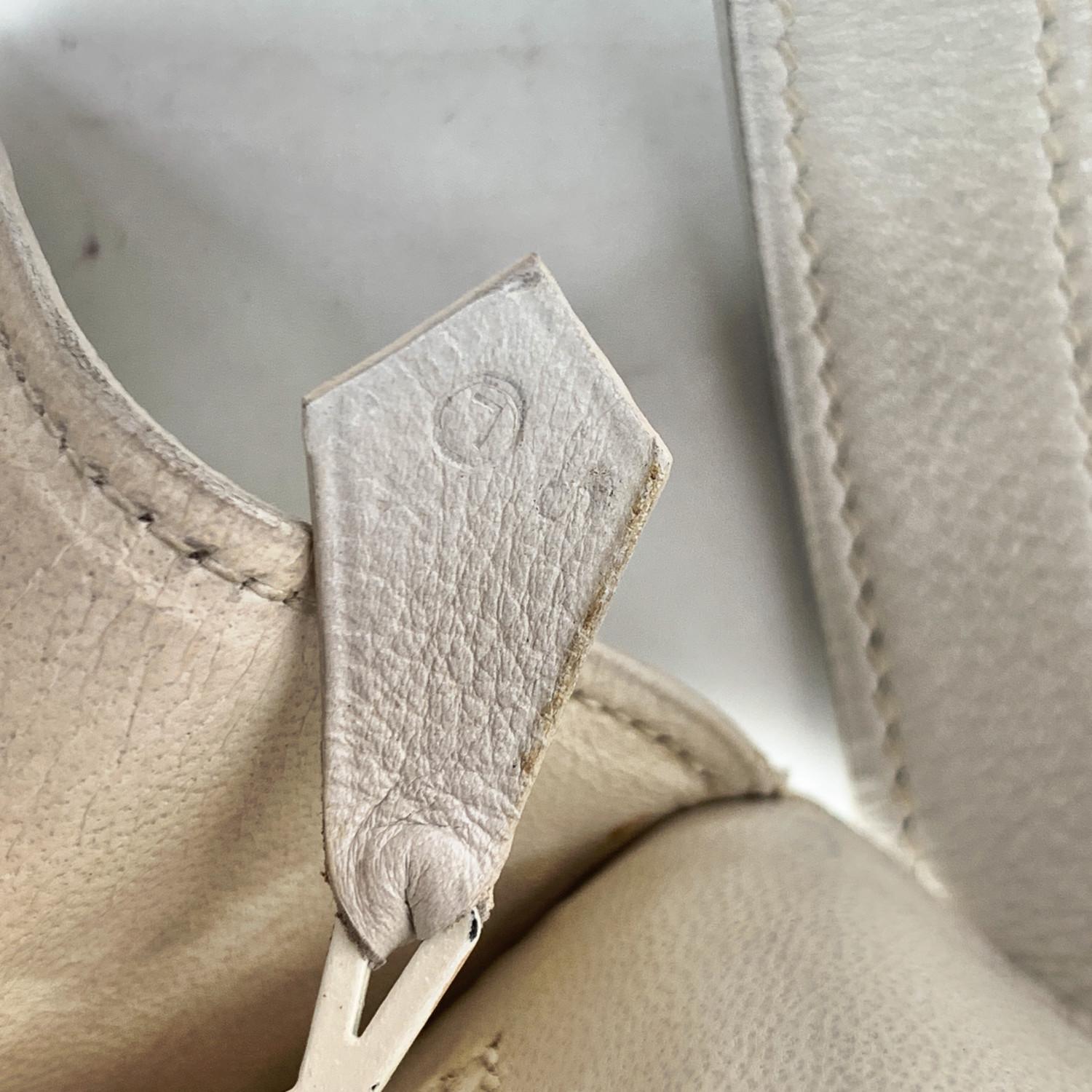 Women's Hermes Vintage White Leather Constance Flap Shoulder Bag