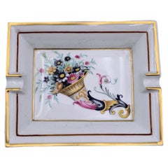 Hermes Vintage Cornucopia en porcelaine blanche Cendrier rectangulaire