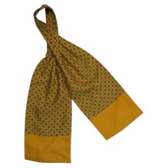 Hermes Vintage Yellow Geometric Silk Ascot Scarf Cravat With Box