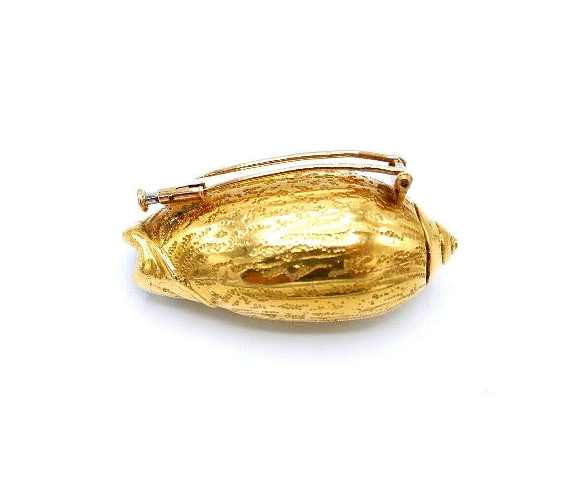 Hermès Vintage Yellow Gold Snail Shell Pin Brooch 1