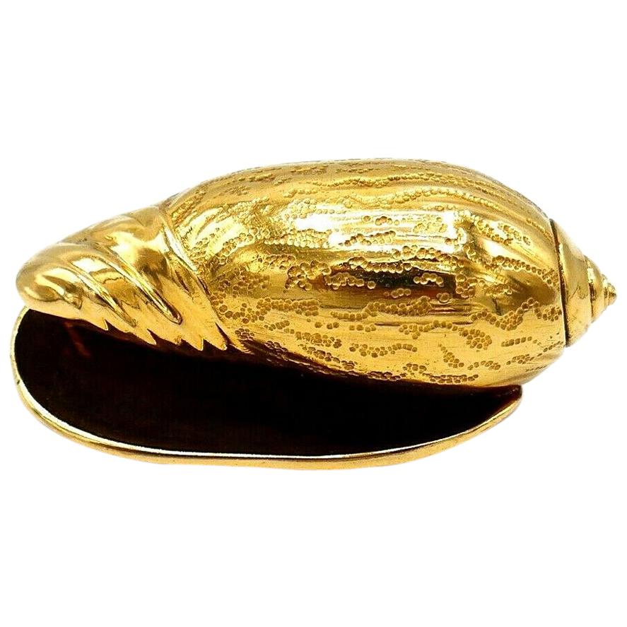 Hermès Vintage Yellow Gold Snail Shell Pin Brooch