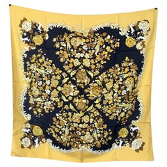 Hermes Vintage Yellow Silk Scarf Aladin 1972 Francoise Heron