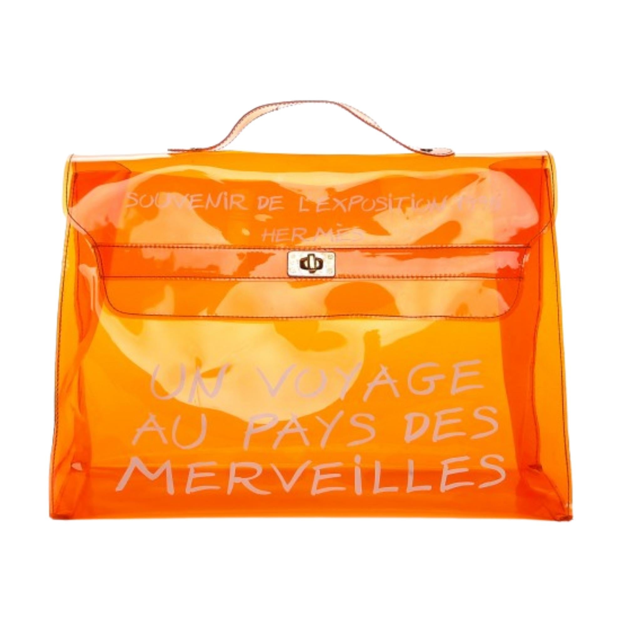 Hermes Vinyl Orange Kelly Beach Bag