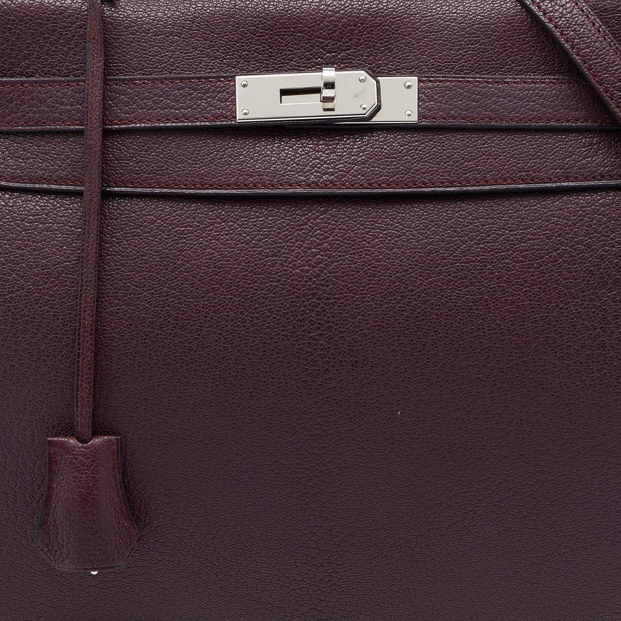 Hermes Violet Chevre de Coromandel Leather Palladium Plated Kelly 32 Bag 7