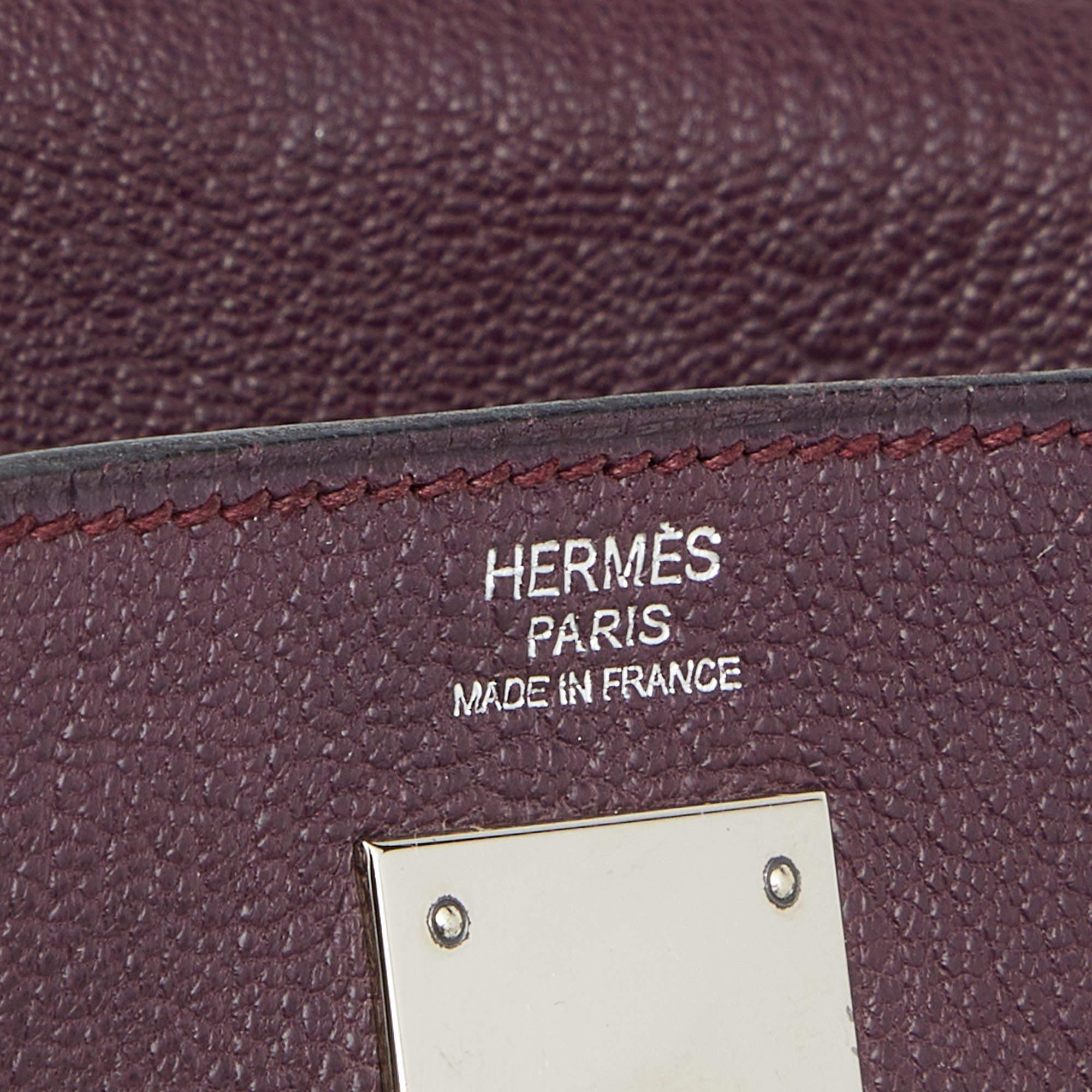 Hermes Violet Chevre de Coromandel Leather Palladium Plated Kelly 32 Bag 4