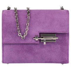 Hermès Violet Clair Veau Doblis Suede Verrou Chaine Mini