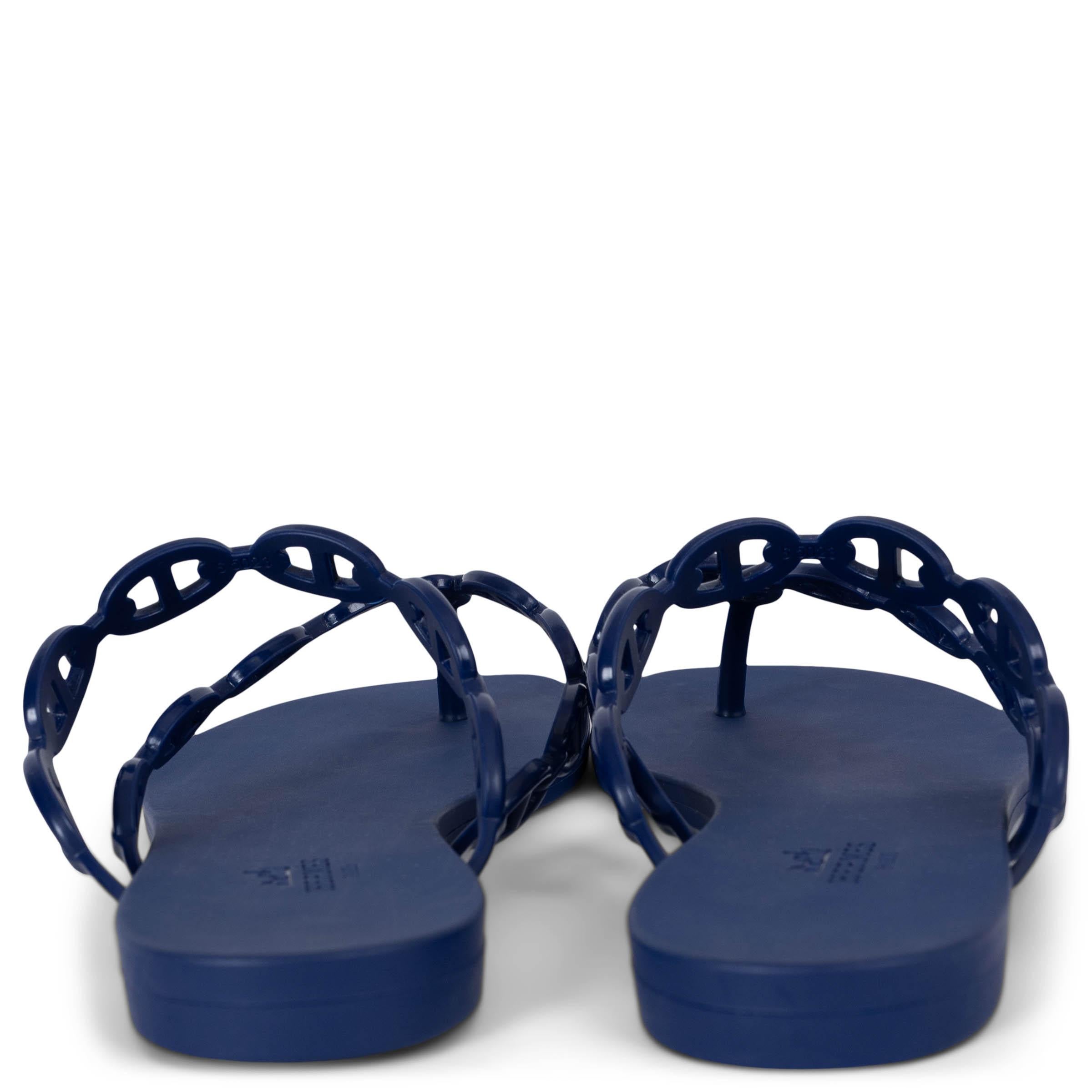 Women's HERMES Violet Iris purple rubber ISLAND CHAINE D'ANCRE Sandals Shoes 39