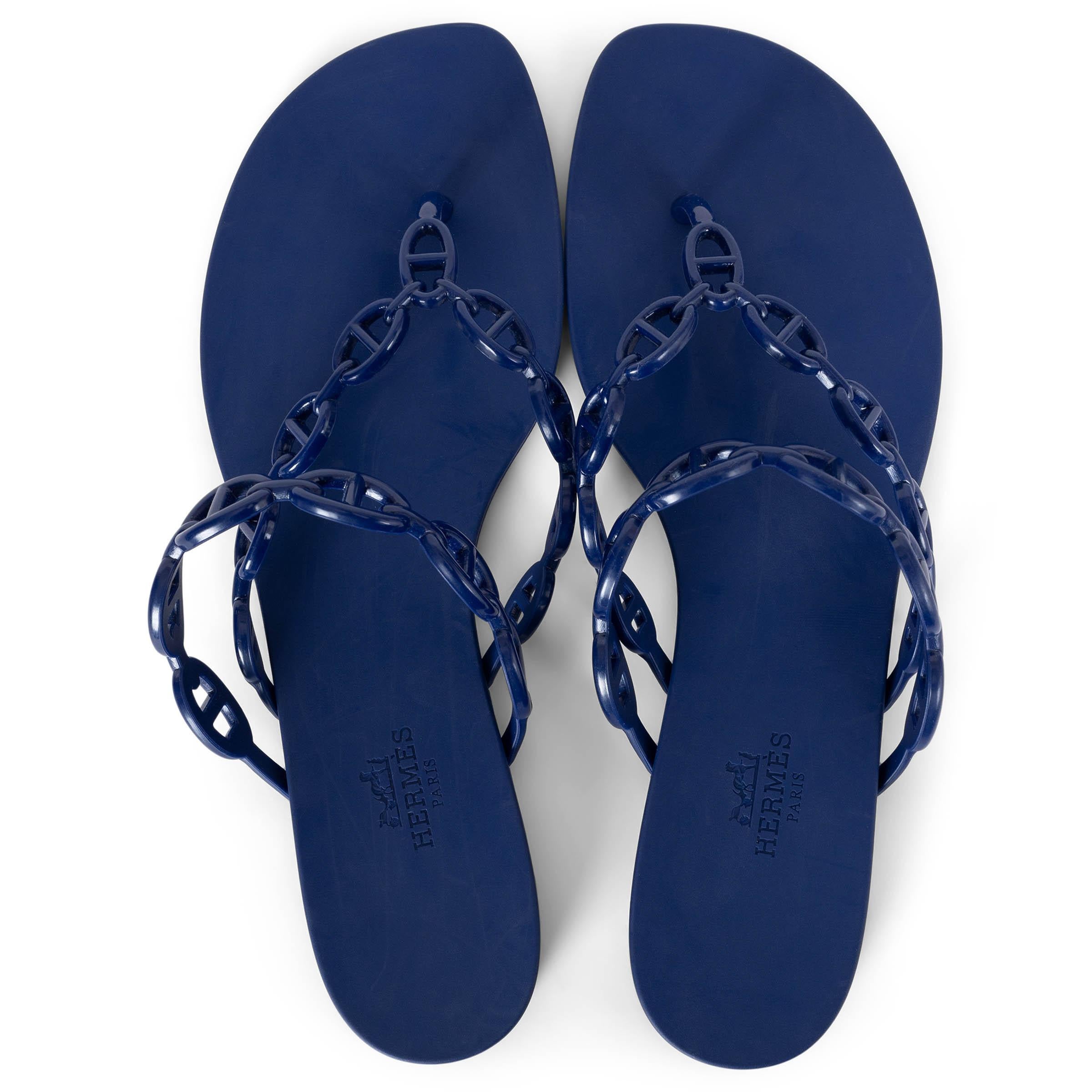 HERMES Violet Iris purple rubber ISLAND CHAINE D'ANCRE Sandals Shoes 39 1