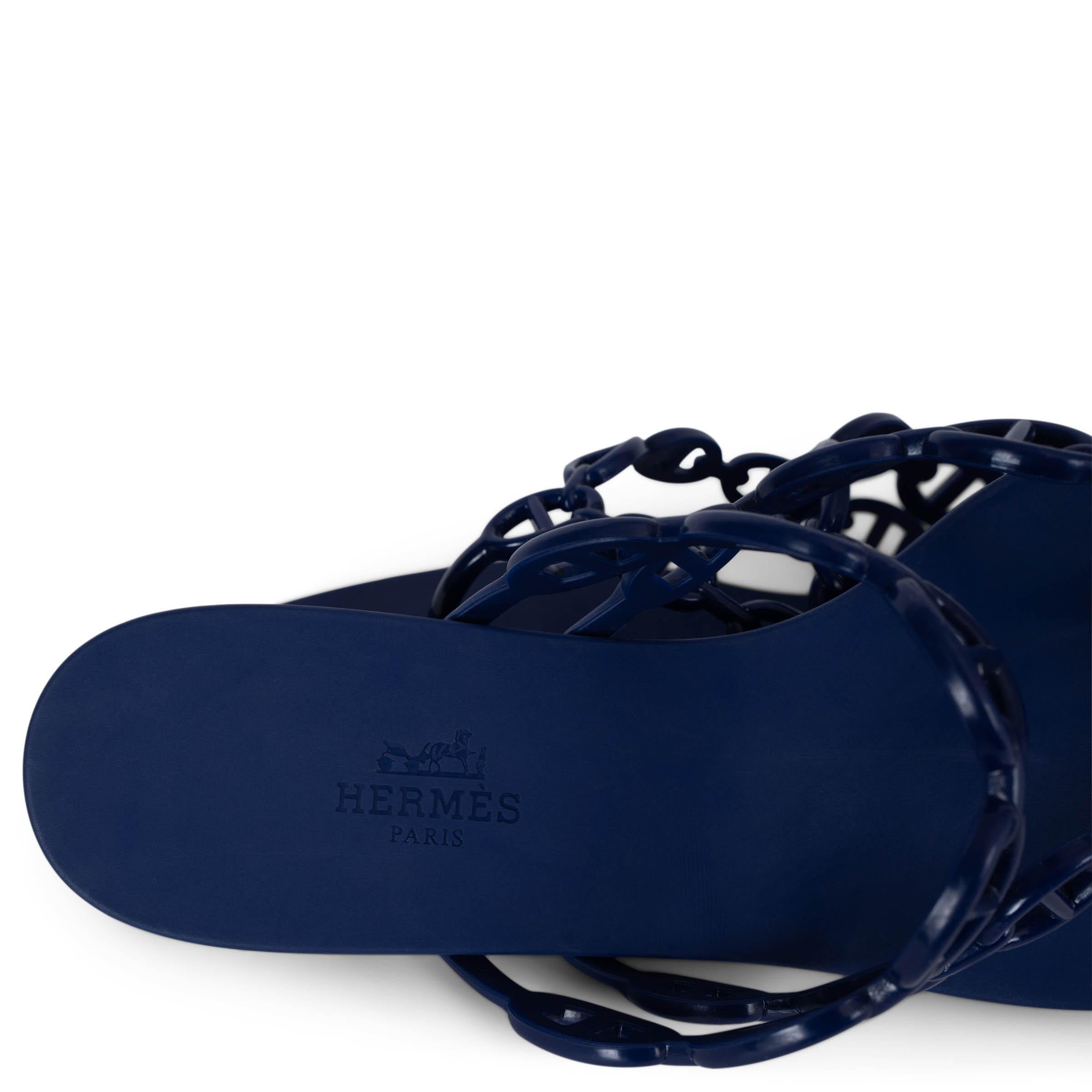 HERMES Violet Iris purple rubber ISLAND CHAINE D'ANCRE Sandals Shoes 39 2