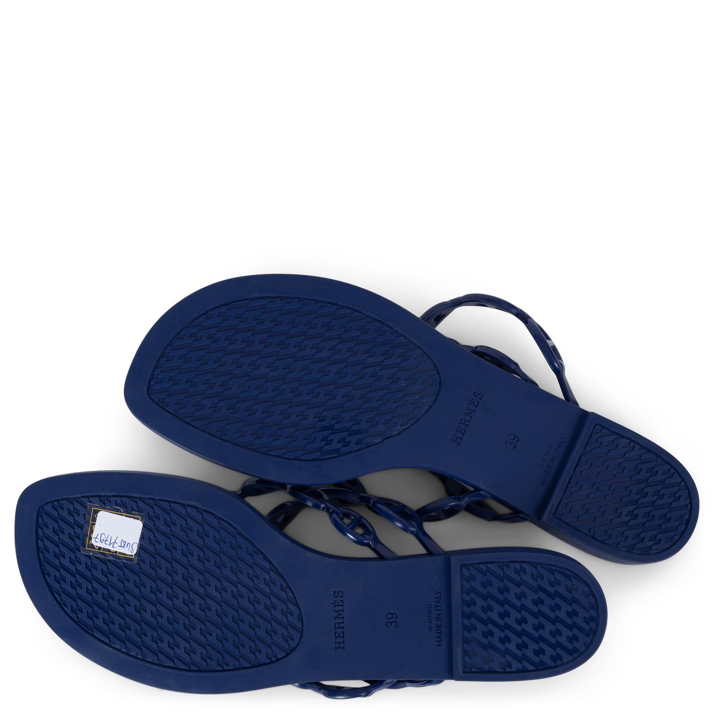 HERMES Violet Iris purple rubber ISLAND CHAINE D'ANCRE Sandals Shoes 39 3