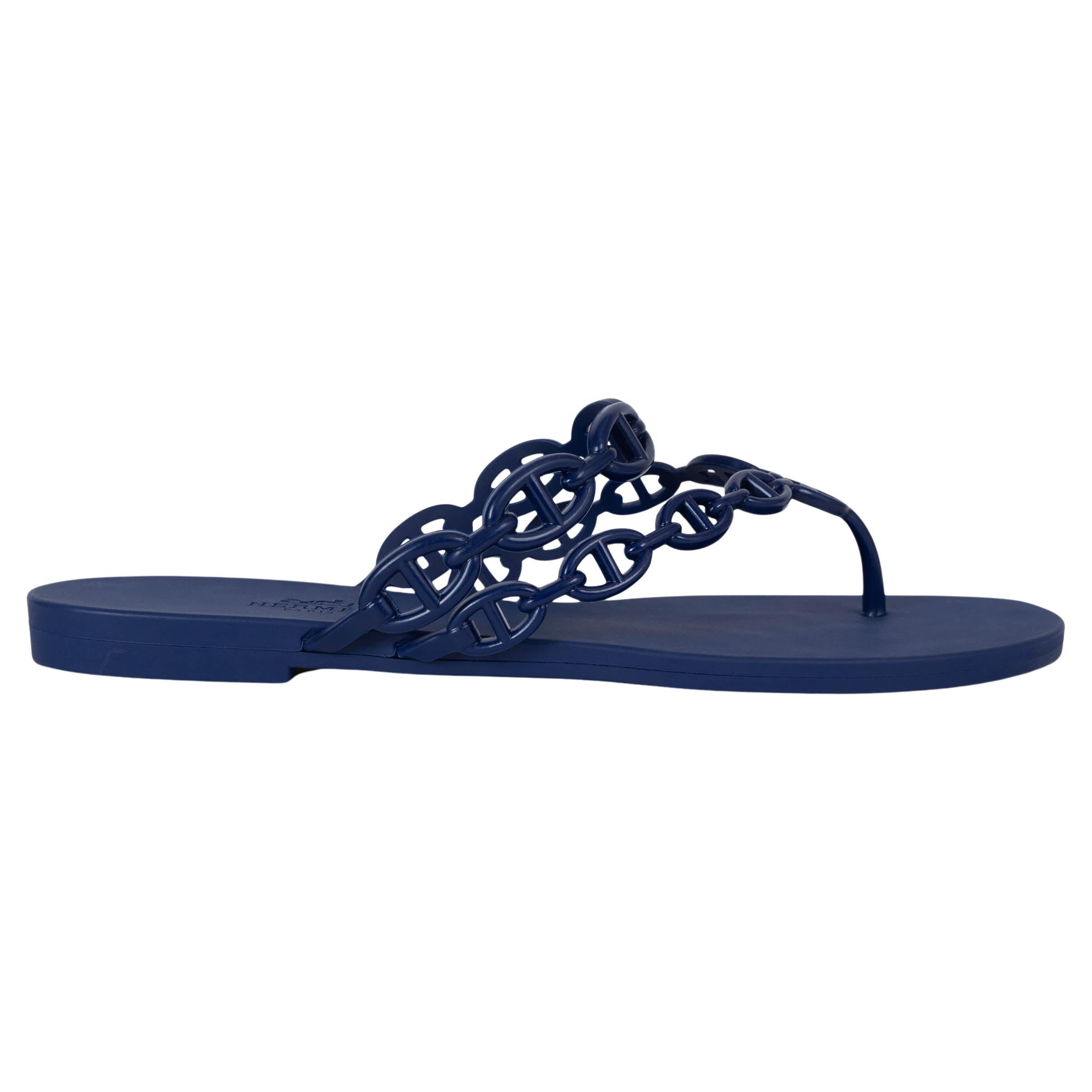 HERMES Viola Iris viola gomma ISLAND CHAINE D'ANCRE Sandali Scarpe 39