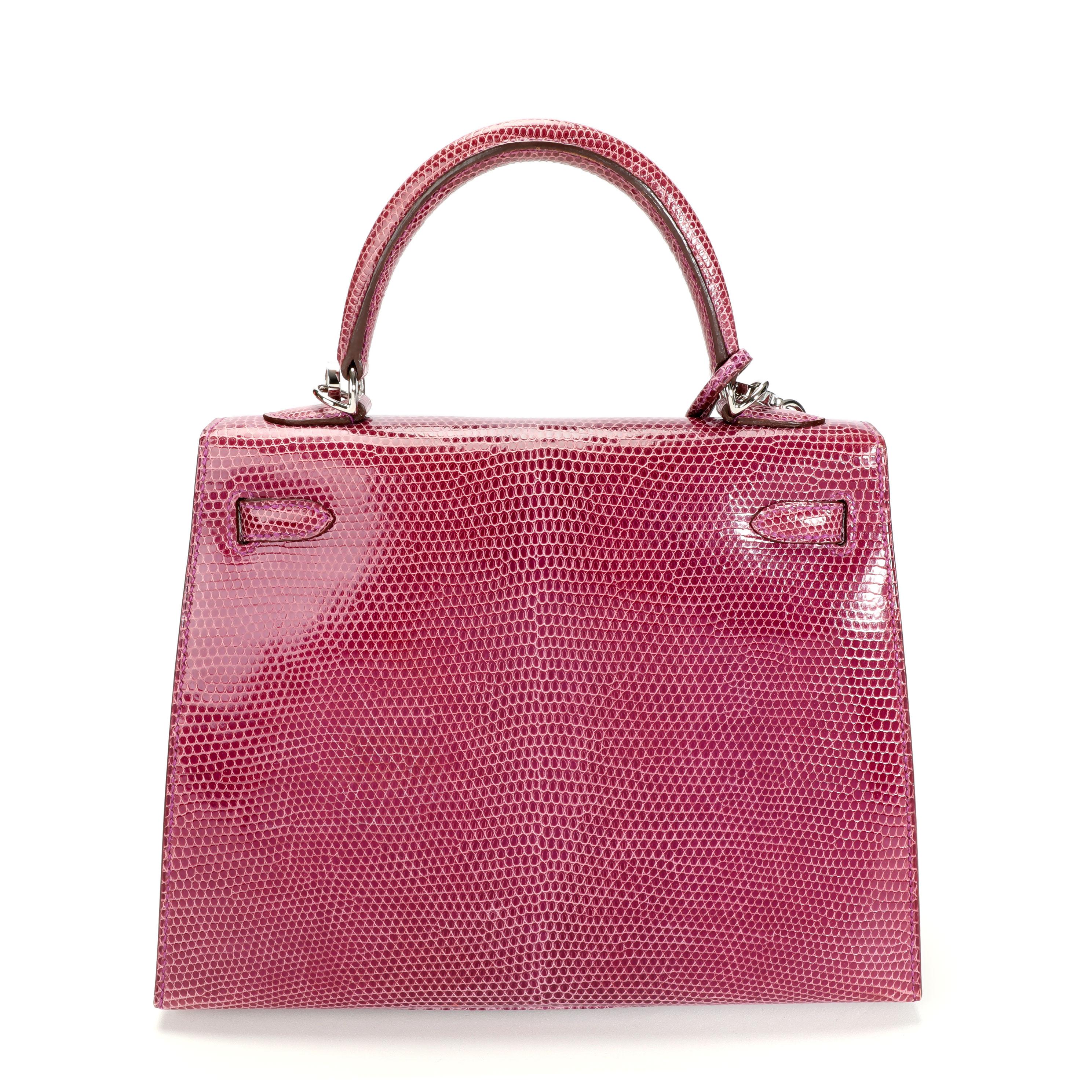 Pink Hermès Violet Lizard Sellier Kelly 25 PHW