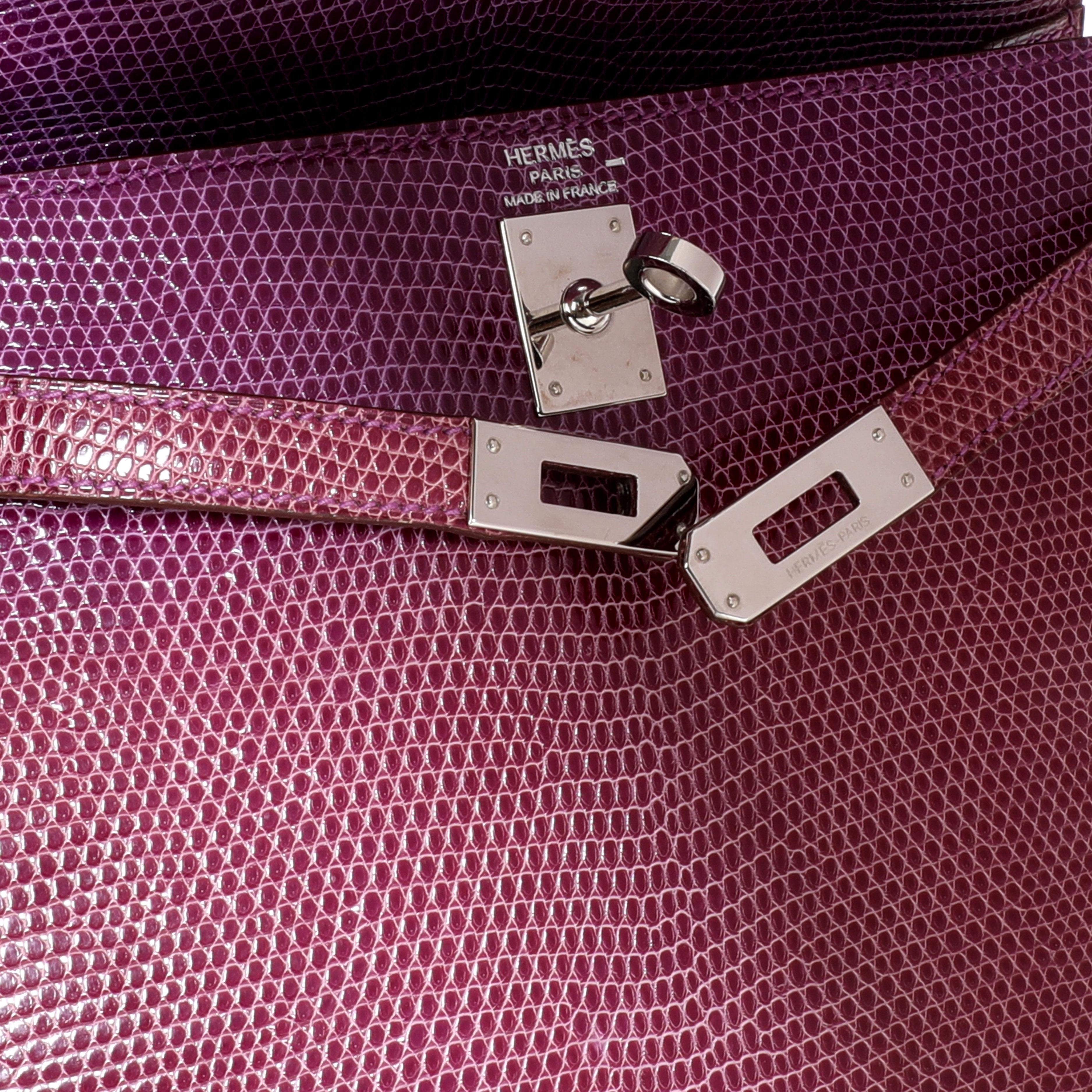 Hermès Violet Lizard Sellier Kelly 25 PHW In Good Condition In New York, NY
