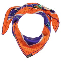 Hermes Violet & Orange Transformation Cars Silk Twill Square Scarf