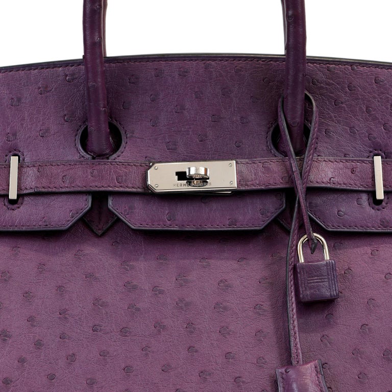 Hermès Violet Ostrich 35 cm Birkin with Palladium For Sale at