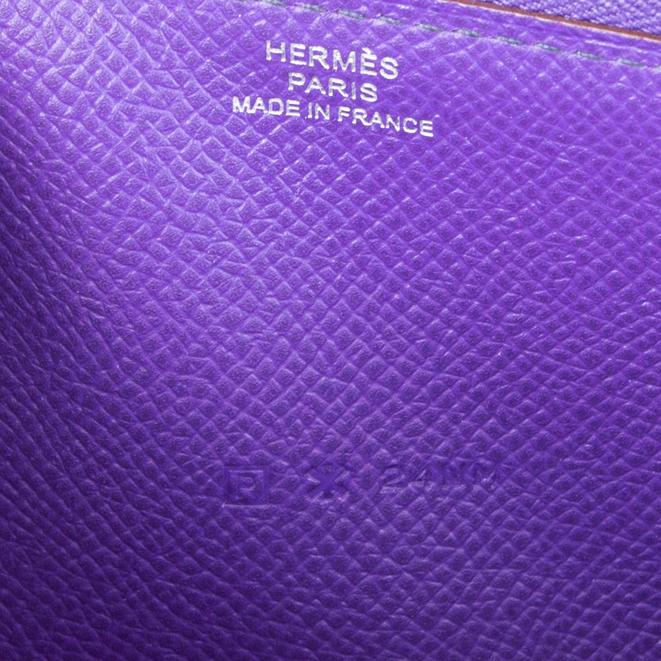 Women's or Men's HERMES Violet purple Epsom leather AZAP CLASSIC Wallet