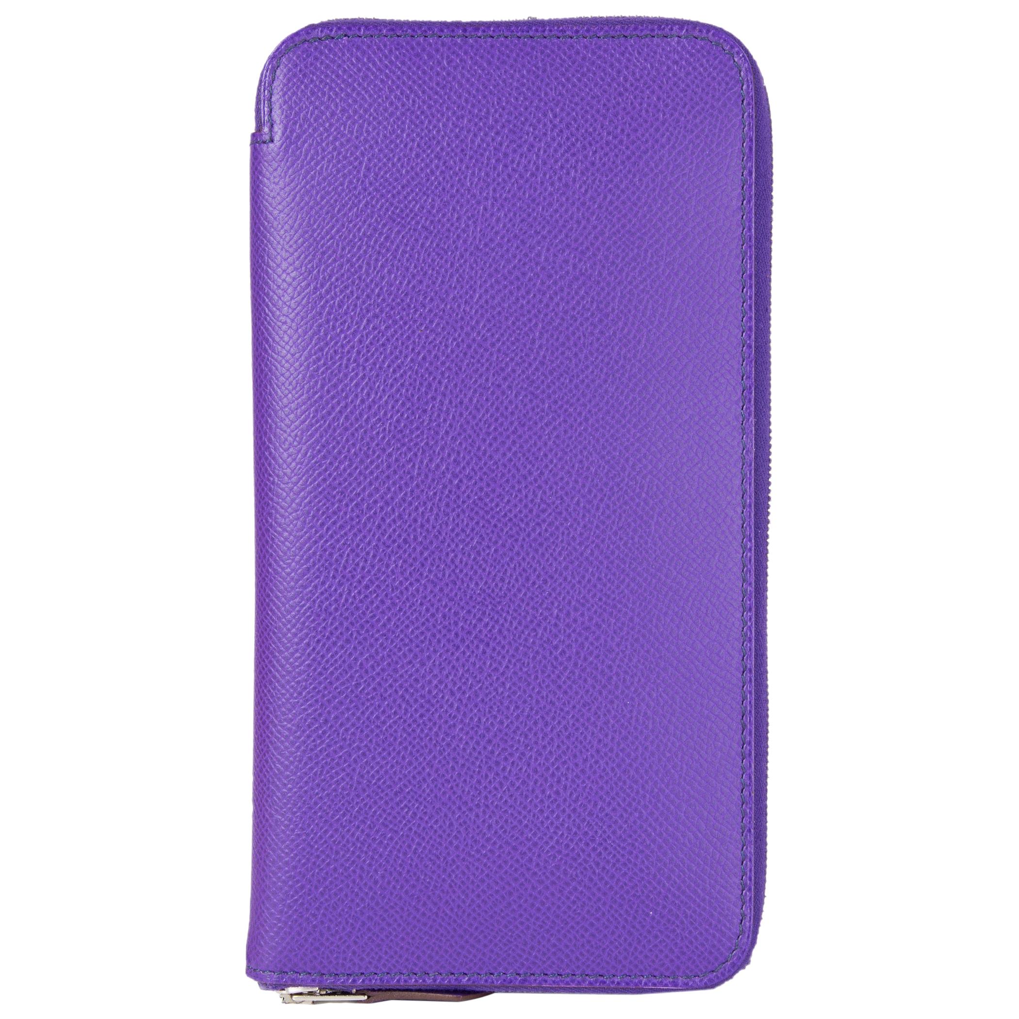 HERMES Violet purple Epsom leather AZAP CLASSIC Wallet