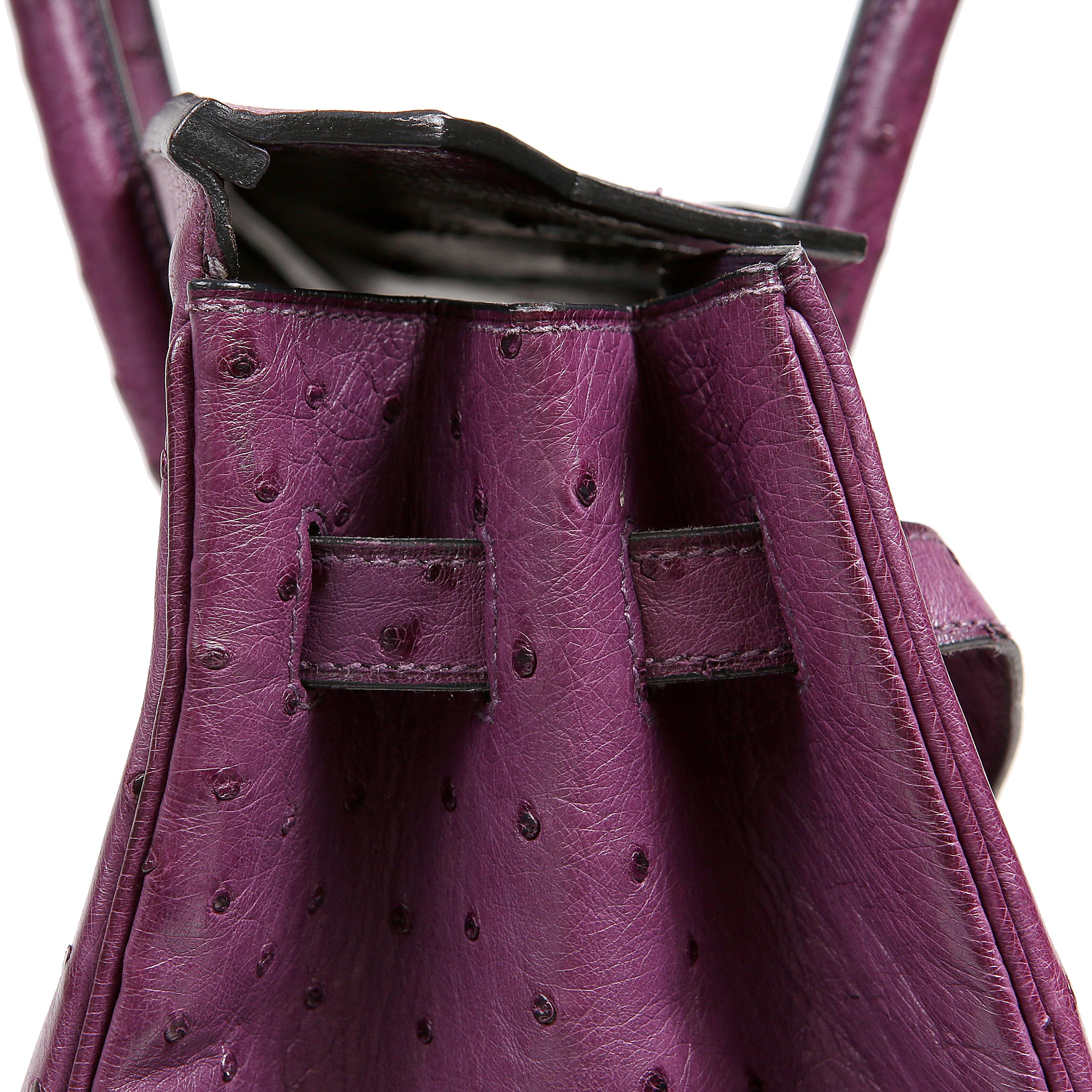 Brown Hermès Violine Ostrich 35 cm Birkin Bag