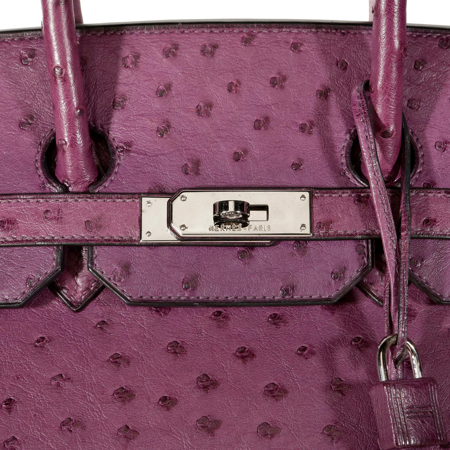 Hermès Violine Ostrich 35 cm Birkin Bag In Excellent Condition In Palm Beach, FL
