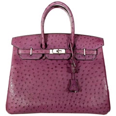 Hermès Violine Ostrich 35 cm Birkin Bag