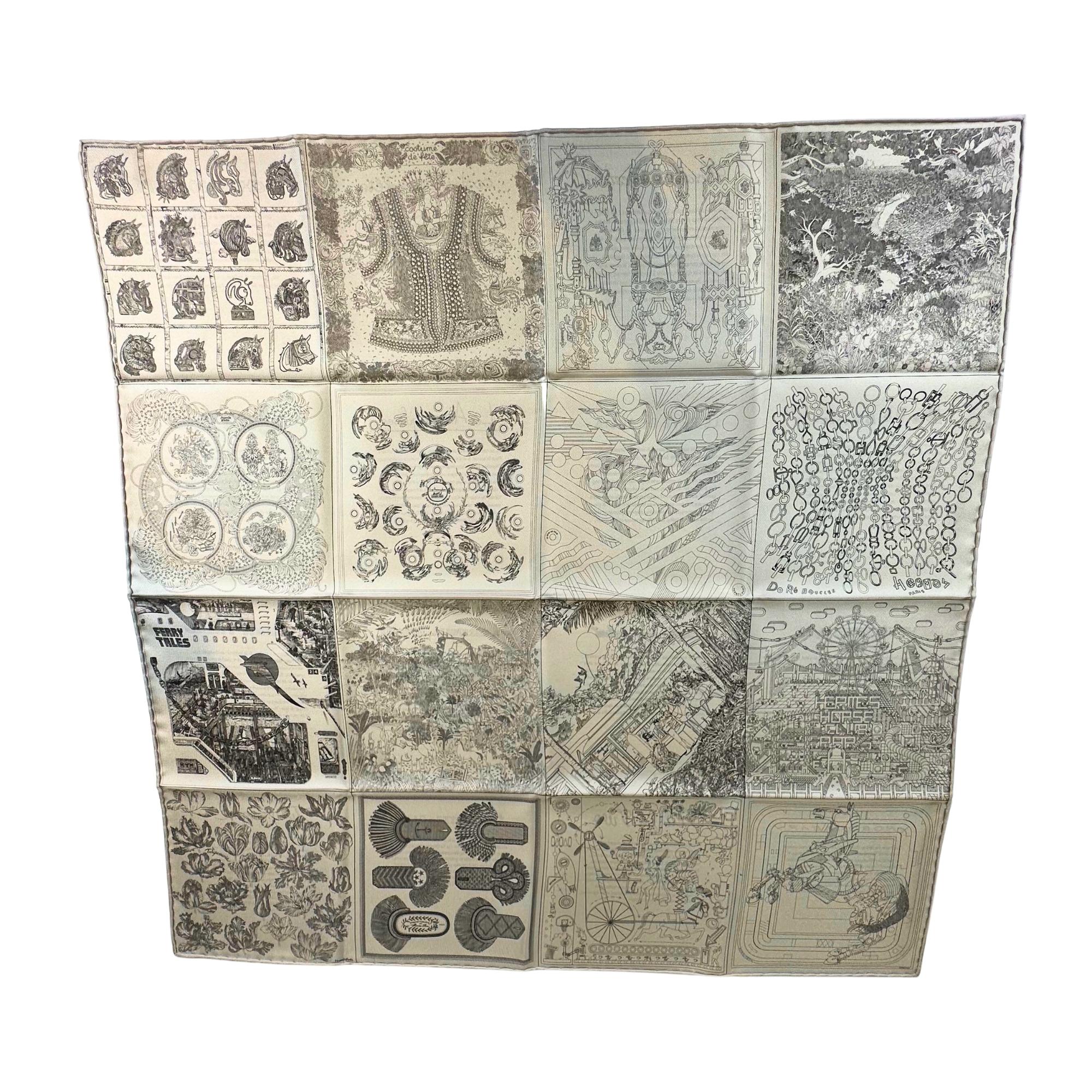 2023 season. Showing the 16 scarves pattern and description. Double sided. 60cm * 60cm. Very rare. Collector's item. In box and ribbon. 

Color: Black and white
Material: Silk
Year: 2023
Measures: 60 x 60-cm (23x23-inch)
Comes with: Box
Condition: