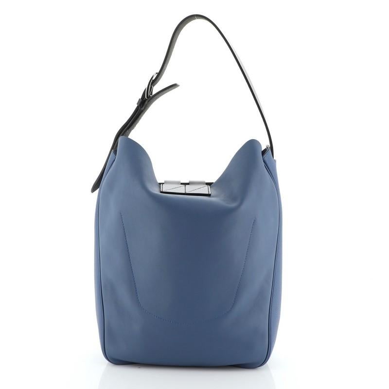 Blue Hermes Virevolte Handbag Swift With Clemence 24