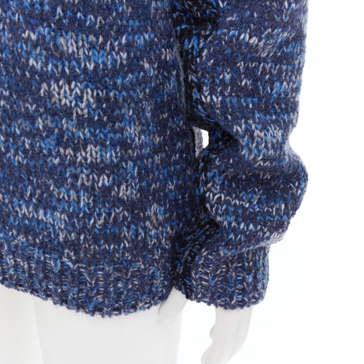 HERMES virgin wool cashmere blend blue melange knit sweater XL
Reference: TGAS/E00657
Brand: Hermes
Material: Virgin Wool, Cashmere, Blend
Color: Blue, Black
Pattern: Solid
Closure: Pullover
Made in: Italy

CONDITION:
Condition: Excellent, this item