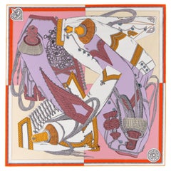 HERMES Virginie Jamin „Zouaves Et Dragons“ Mehrfarbiger großer Seiden-Twill-Schal 90