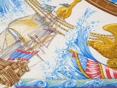 Hermès "Vive le Vent" Blue Silk Scarf