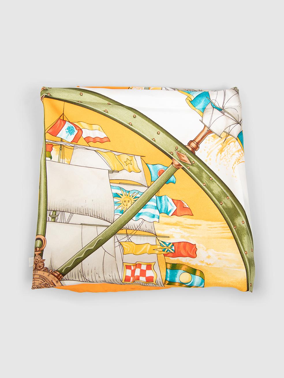 Arancia Sciarpa in seta di Hermès Vives Le Vent in vendita