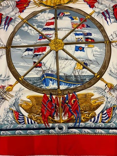 Sciarpa Hermes "Vives le Vent" in twill di seta 1992. Quadrato da 35" o 90cm