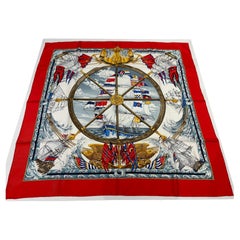 Hermes "Vive le Vent" Silk Twill Scarf 1992. 35" square or 90cm square