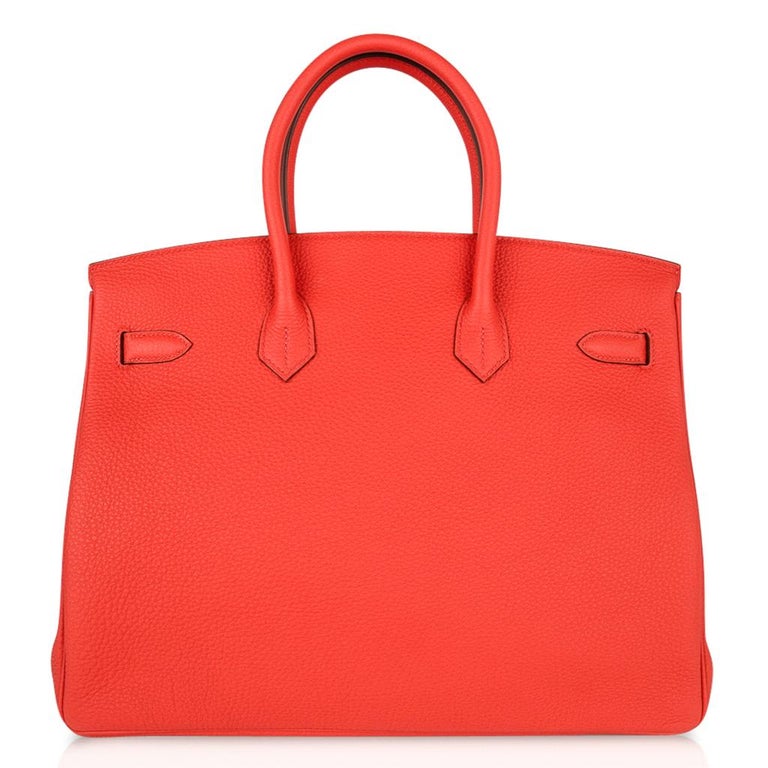Hermes Vivid Capucine Red Togo Gold Hardware Birkin 35 Bag For Sale at ...