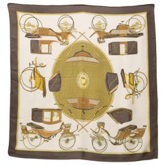 Sciarpa di seta Hermes Voitures a Transformations by F de la Perriere