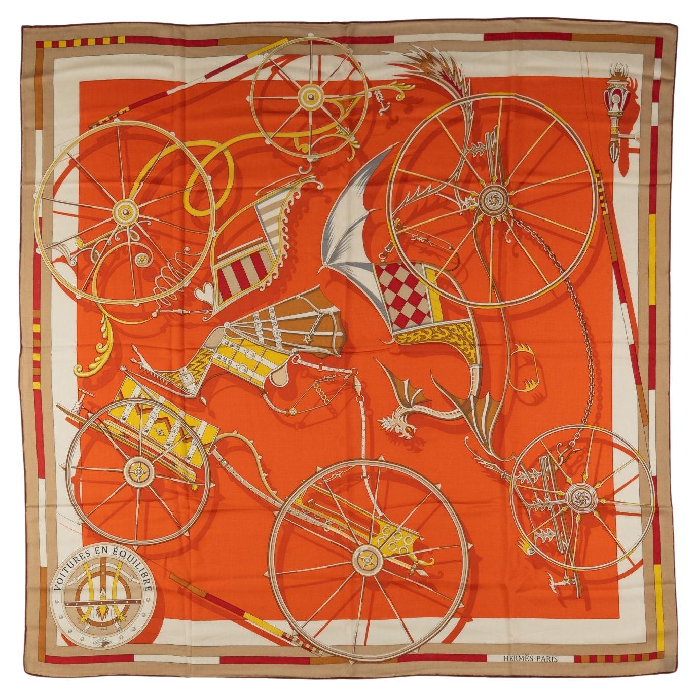 Hermès "Voitures En Equilibre" Scarf For Sale