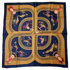 Hermès "Voitures Paniers" by Julia Abadie vintage silk yoke 1990s