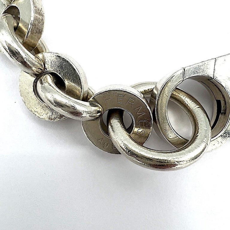 HERMES Voltige Silver 925 Chain Bracelet For Sale at 1stDibs