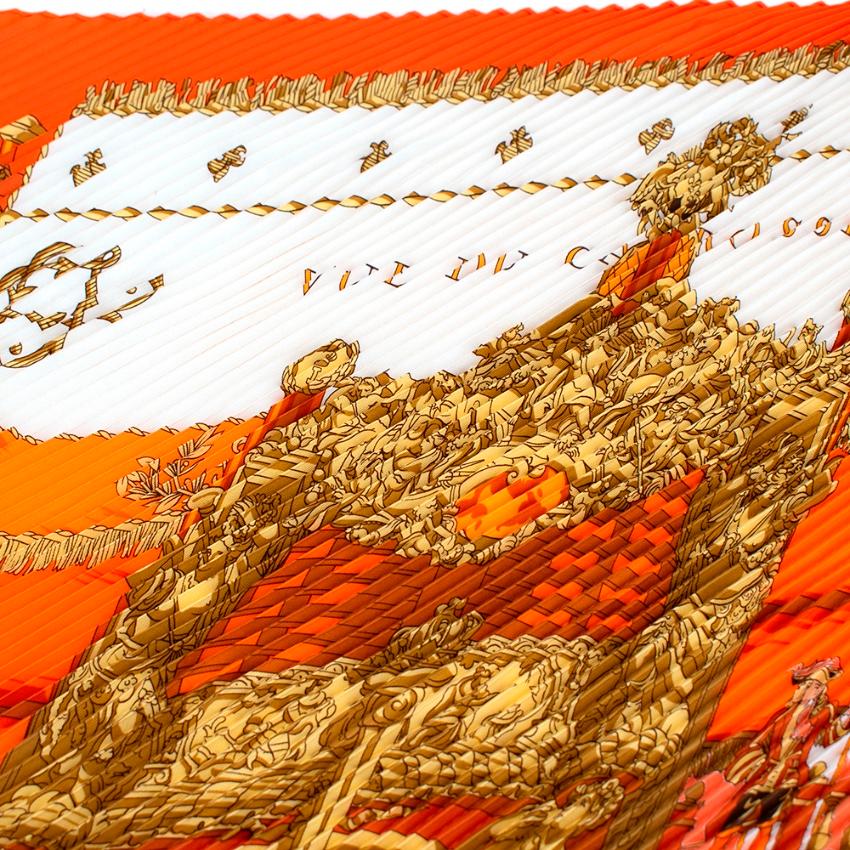 Women's or Men's Hermes Vue De Carrosse de la Galere la Reale Plisse Silk Scarf 90