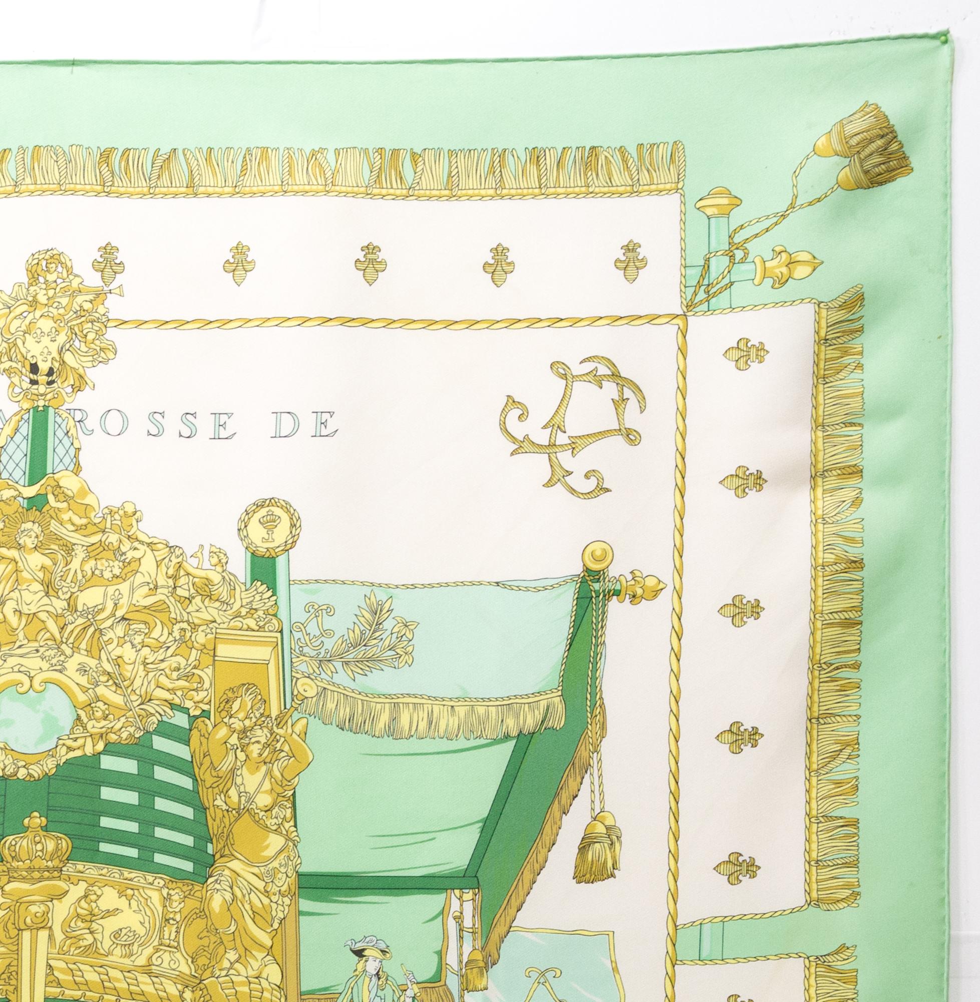 Hermes Vue du Carrosse La Galere La Reale by Hugo Grygkar Silk Scarf In Good Condition For Sale In Paris, FR