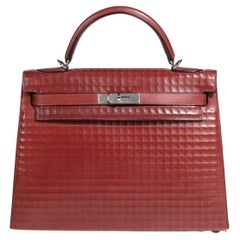 Hermès - Sac Kelly 32 rouge « Sellier »