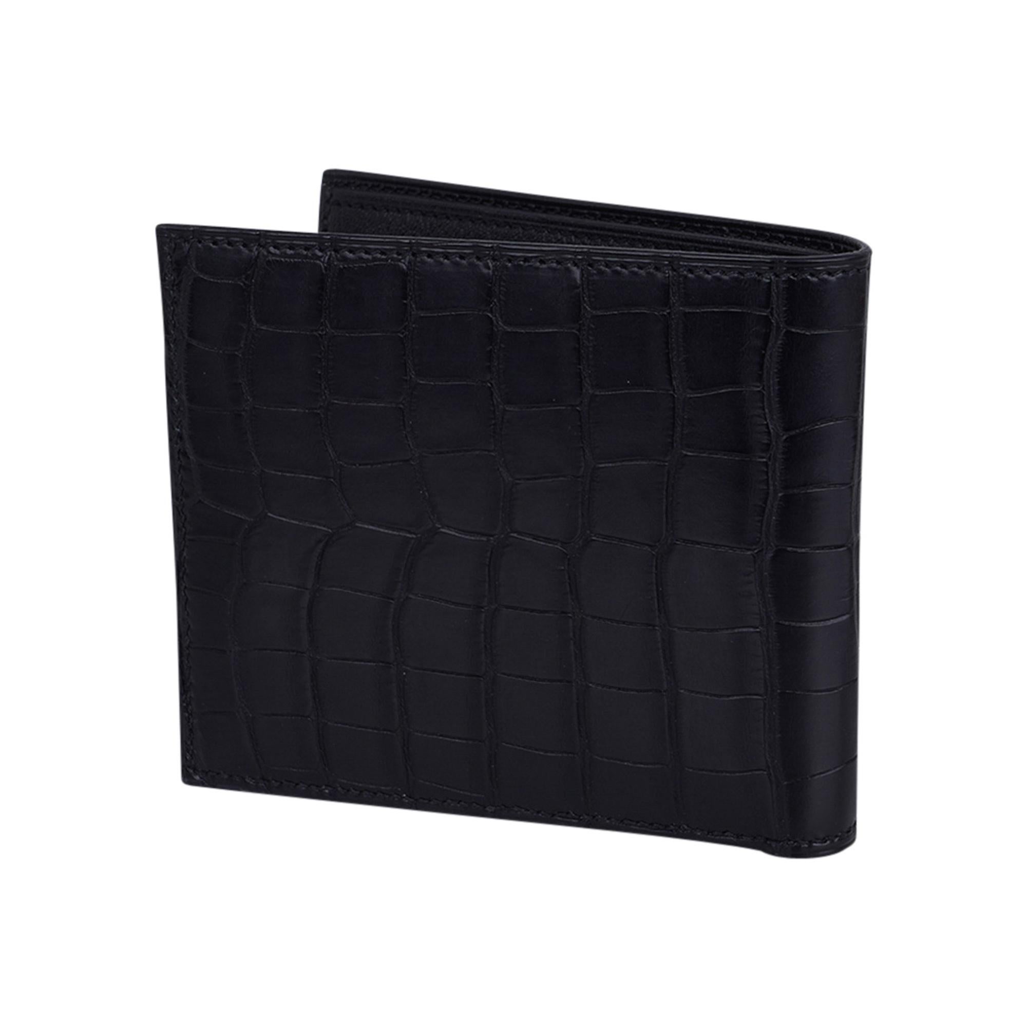 Hermes Wallet Portefeuille MC2 Copernic Matte Alligator Black New w/ Box  For Sale at 1stDibs