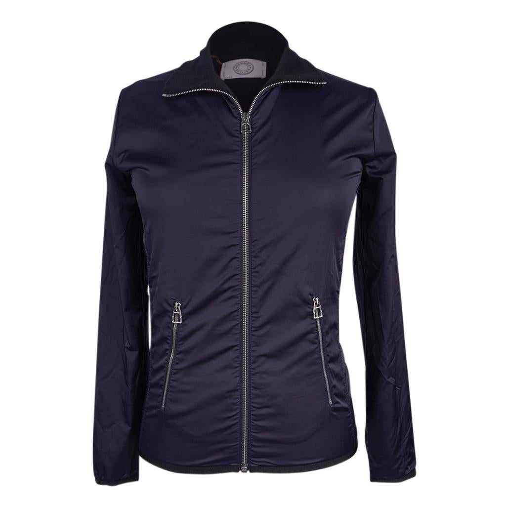 Black Hermes Warm-Up Fleece Jacket in Navy S New