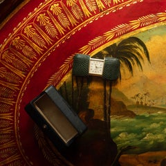 Hermes watch, 15 Jewels Antimagnetic, in green lizard leather case.