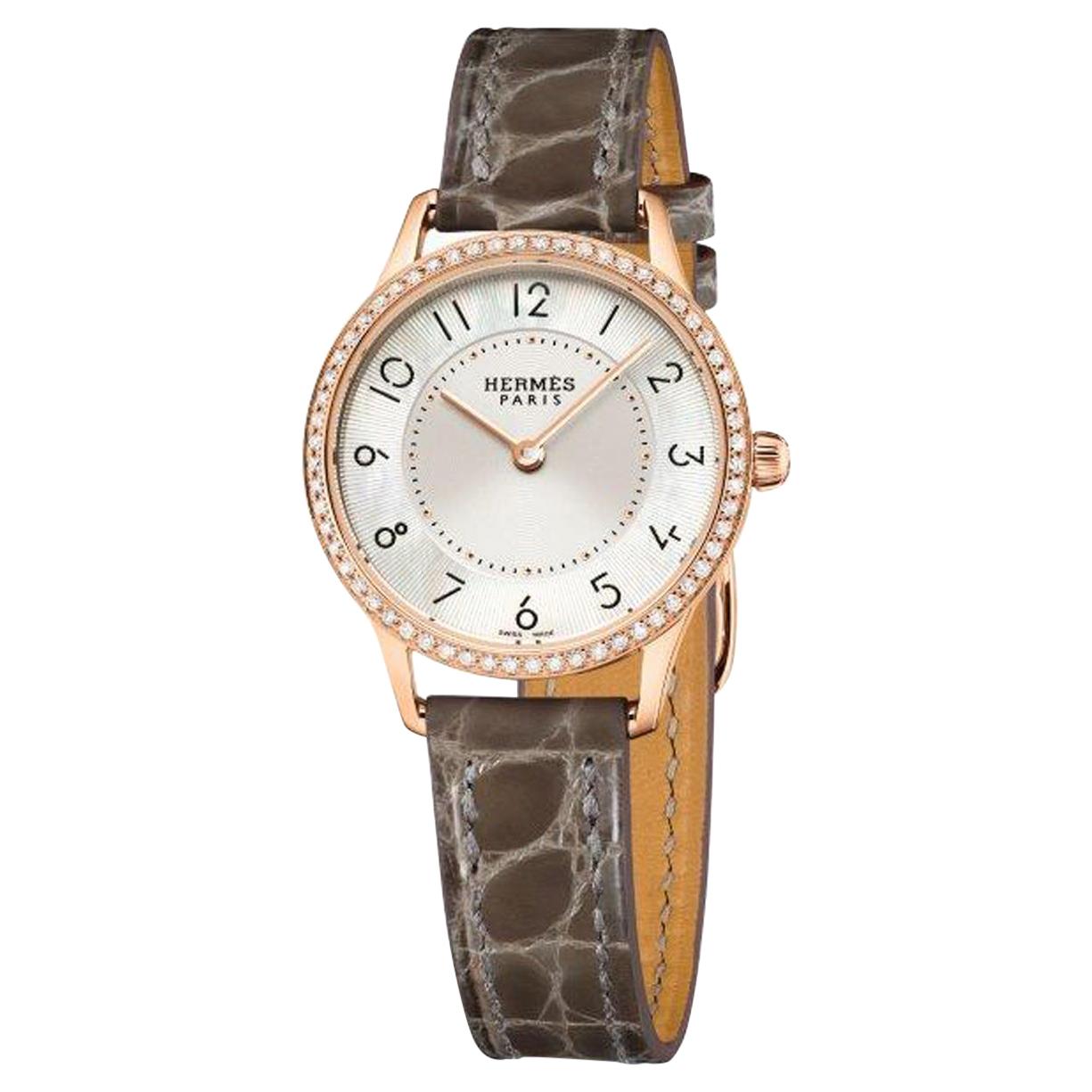 Hermès Watch 18k Rose Gold Slim D'Hermes CA2.271.212/ZZ8C