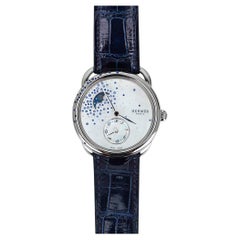 Hermes Watch Arceau Petite Lune Large Model 38 mm Moon Phase Sapphires Diamonds