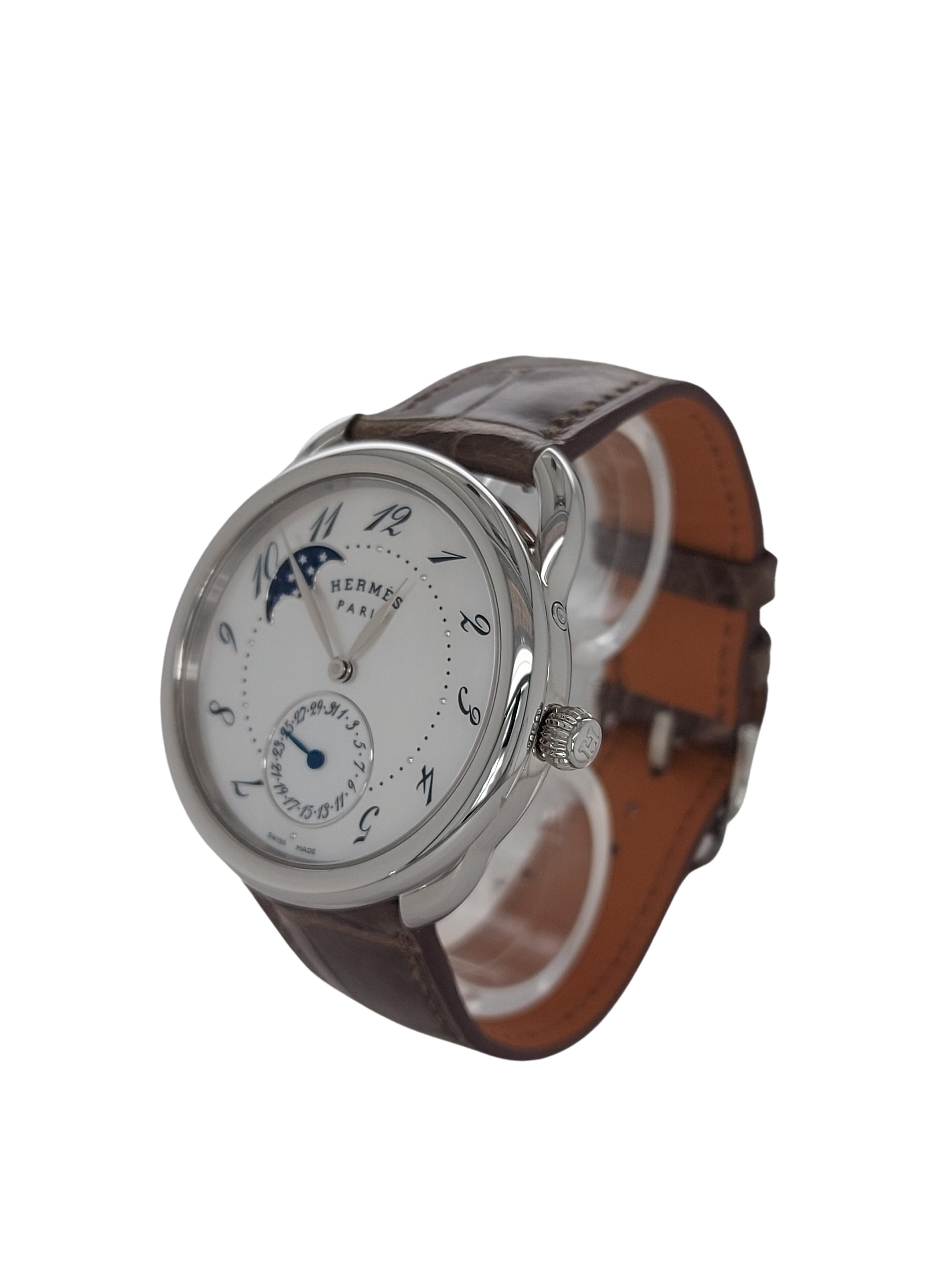 Hermes Watch Arceau Petite Lune Moon Phase Watch MOP Dial 3