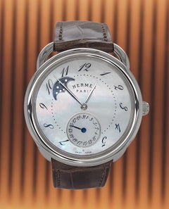 Hermes Watch Arceau Petite Lune Moon Phase Watch MOP Dial