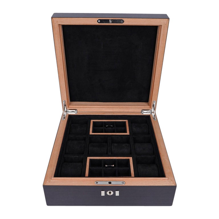 Authentic HERMES Leather & Wood Presentation Watch Box w Certificate &  Price Tag 