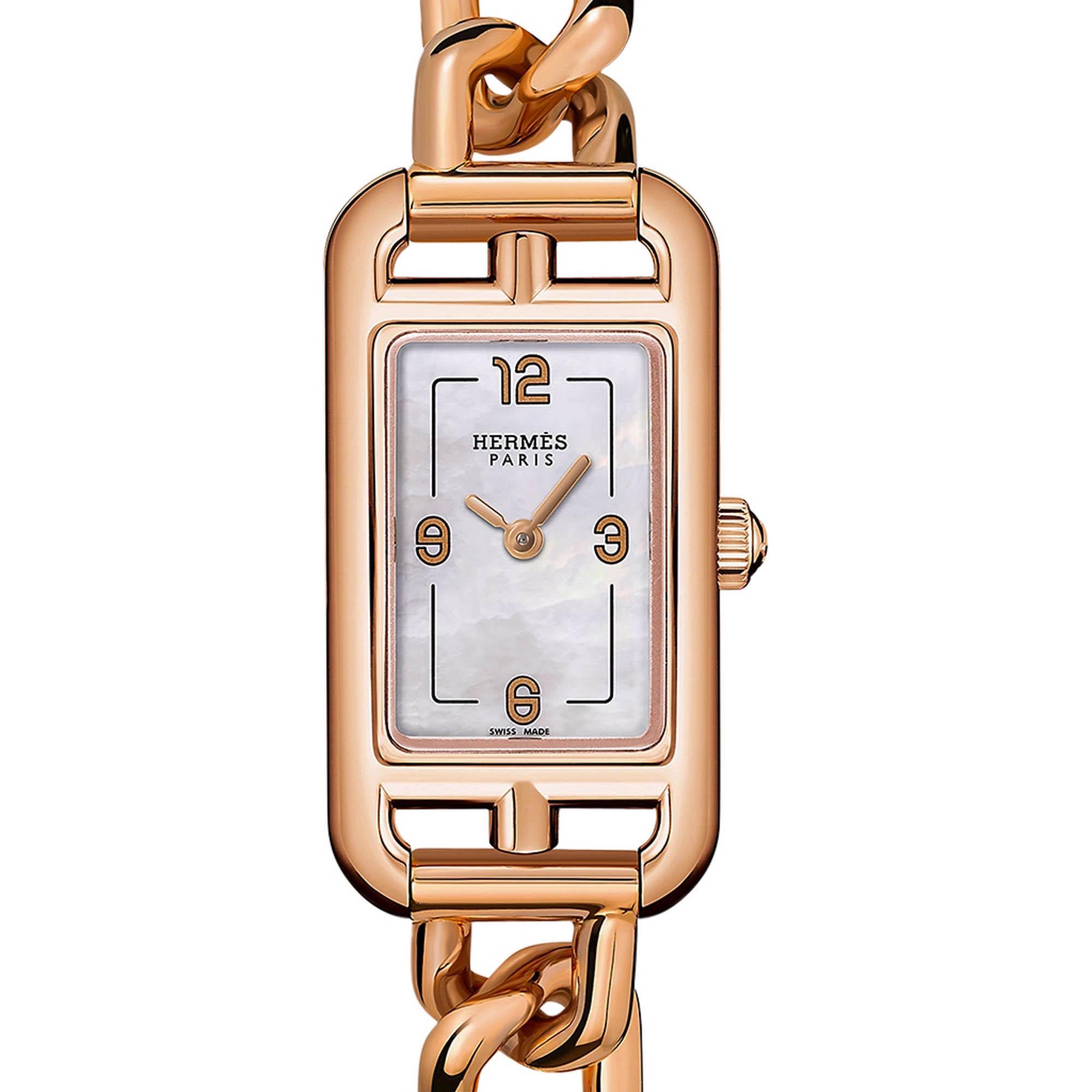 Taille brillant Hermes Watch Nantucket Rose Gold 18k Small Model en vente